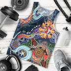 Personalised Roosters NAIDOC Week 2024 Men Tank Top Australia Aboriginal Dot Painting