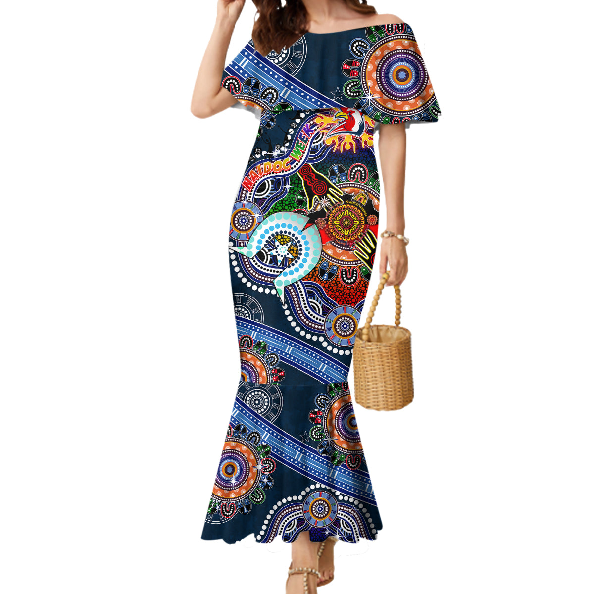 Personalised Roosters NAIDOC Week 2024 Mermaid Dress Australia Aboriginal Dot Painting