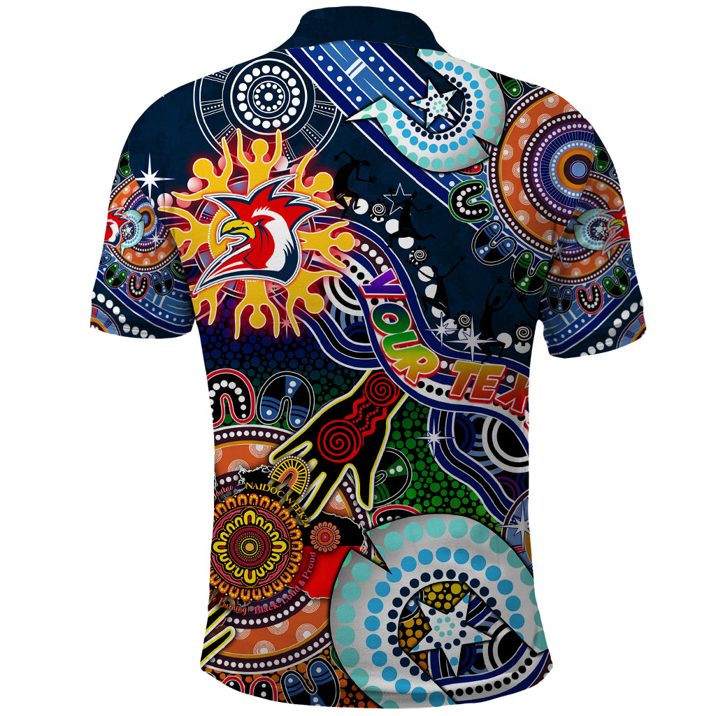 Personalised Roosters NAIDOC Week 2024 Polo Shirt Australia Aboriginal Dot Painting