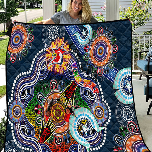 Personalised Roosters NAIDOC Week 2024 Quilt Australia Aboriginal Dot Painting
