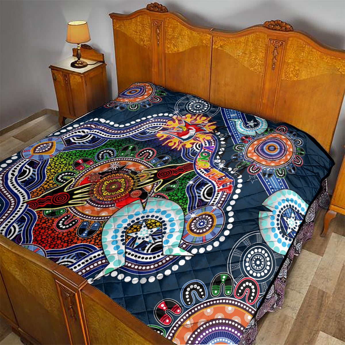 Personalised Roosters NAIDOC Week 2024 Quilt Australia Aboriginal Dot Painting