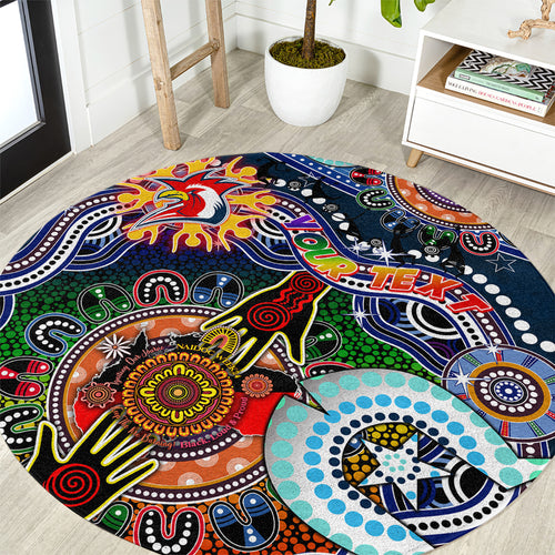 Personalised Roosters NAIDOC Week 2024 Round Carpet Australia Aboriginal Dot Painting