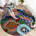 Personalised Roosters NAIDOC Week 2024 Round Carpet Australia Aboriginal Dot Painting