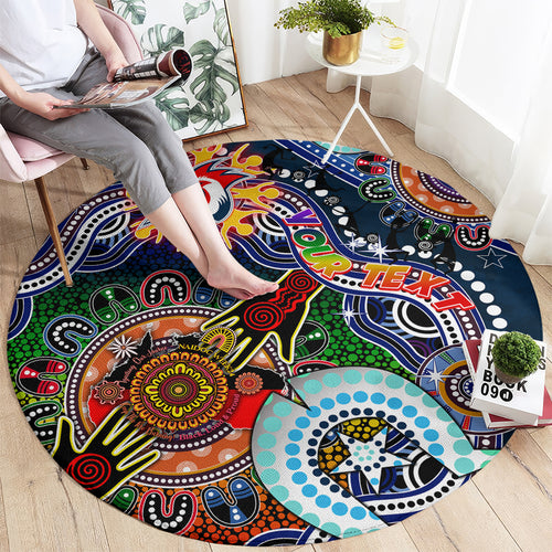 Personalised Roosters NAIDOC Week 2024 Round Carpet Australia Aboriginal Dot Painting