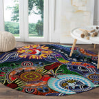 Personalised Roosters NAIDOC Week 2024 Round Carpet Australia Aboriginal Dot Painting