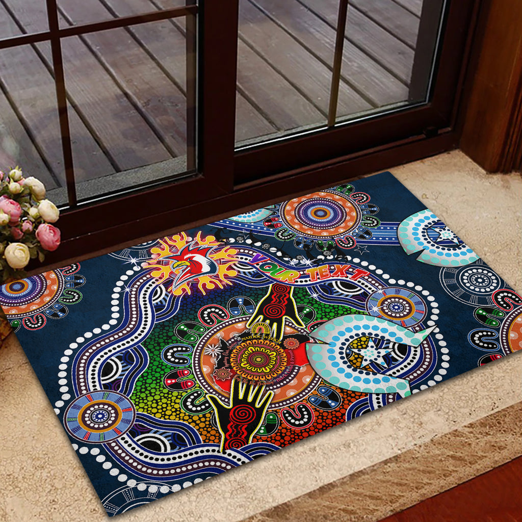 Personalised Roosters NAIDOC Week 2024 Rubber Doormat Australia Aboriginal Dot Painting