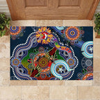 Personalised Roosters NAIDOC Week 2024 Rubber Doormat Australia Aboriginal Dot Painting