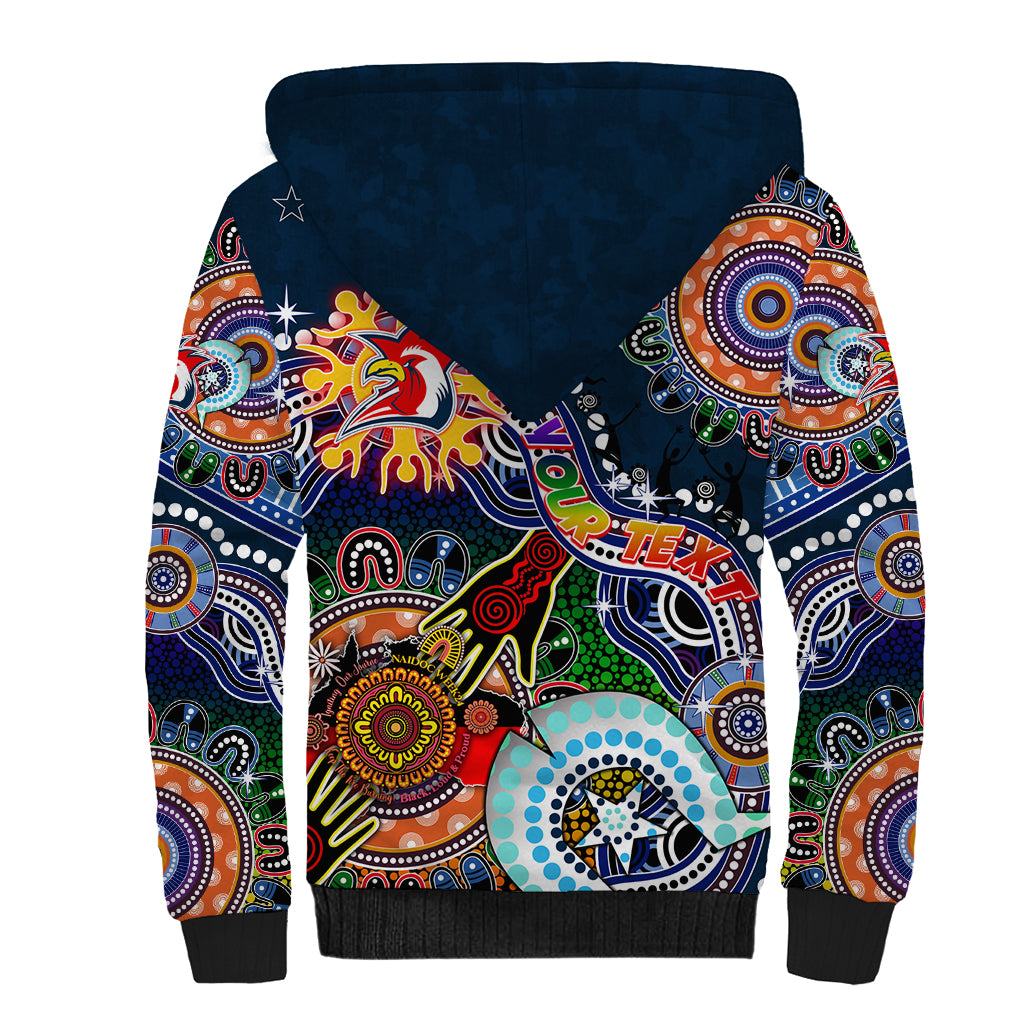 Personalised Roosters NAIDOC Week 2024 Sherpa Hoodie Australia Aboriginal Dot Painting