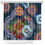 Personalised Roosters NAIDOC Week 2024 Shower Curtain Australia Aboriginal Dot Painting