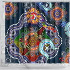 Personalised Roosters NAIDOC Week 2024 Shower Curtain Australia Aboriginal Dot Painting