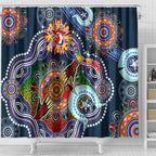 Personalised Roosters NAIDOC Week 2024 Shower Curtain Australia Aboriginal Dot Painting