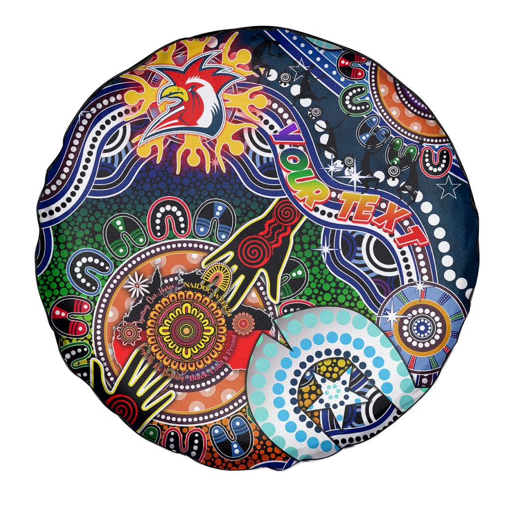Personalised Roosters NAIDOC Week 2024 Spare Tire Cover Australia Aboriginal Dot Painting