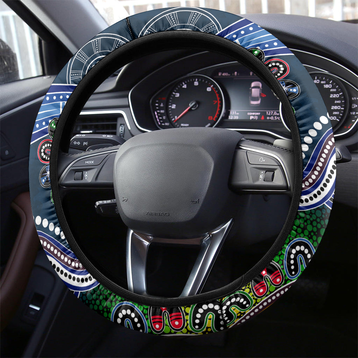 Roosters NAIDOC Week 2024 Steering Wheel Cover Australia Aboriginal Dot Painting