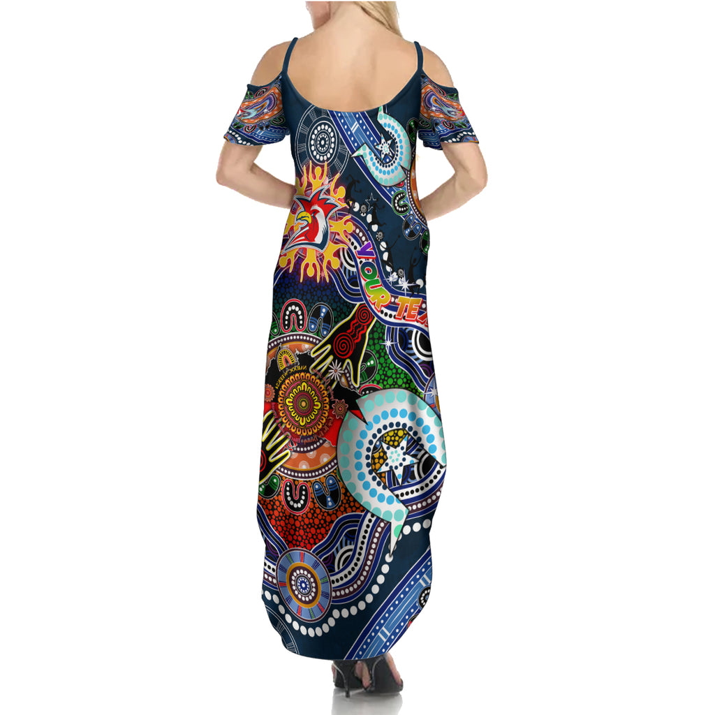 Personalised Roosters NAIDOC Week 2024 Summer Maxi Dress Australia Aboriginal Dot Painting