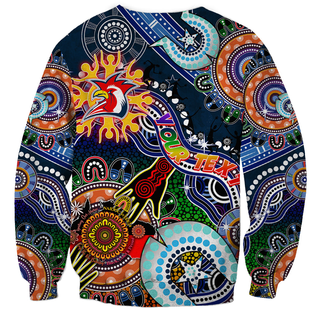Personalised Roosters NAIDOC Week 2024 Sweatshirt Australia Aboriginal Dot Painting