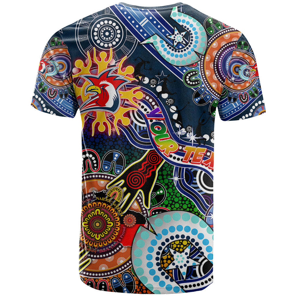 Personalised Roosters NAIDOC Week 2024 T Shirt Australia Aboriginal Dot Painting
