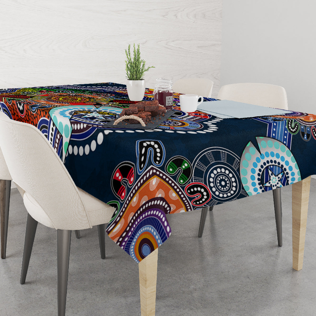 Personalised Roosters NAIDOC Week 2024 Tablecloth Australia Aboriginal Dot Painting