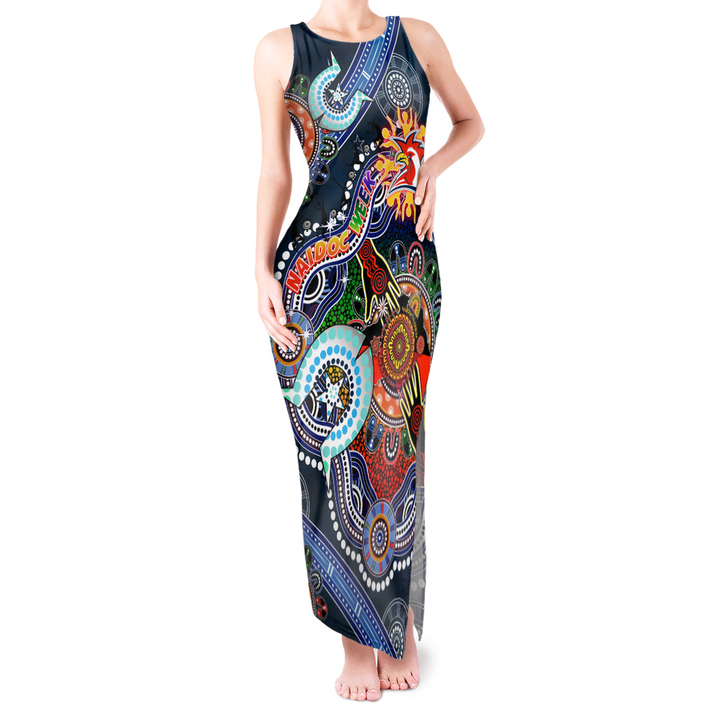 Personalised Roosters NAIDOC Week 2024 Tank Maxi Dress Australia Aboriginal Dot Painting