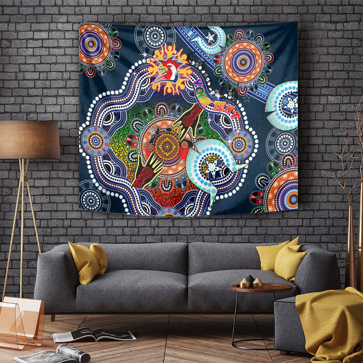 Personalised Roosters NAIDOC Week 2024 Tapestry Australia Aboriginal Dot Painting