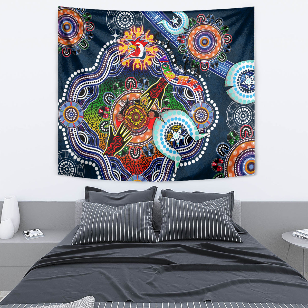 Personalised Roosters NAIDOC Week 2024 Tapestry Australia Aboriginal Dot Painting