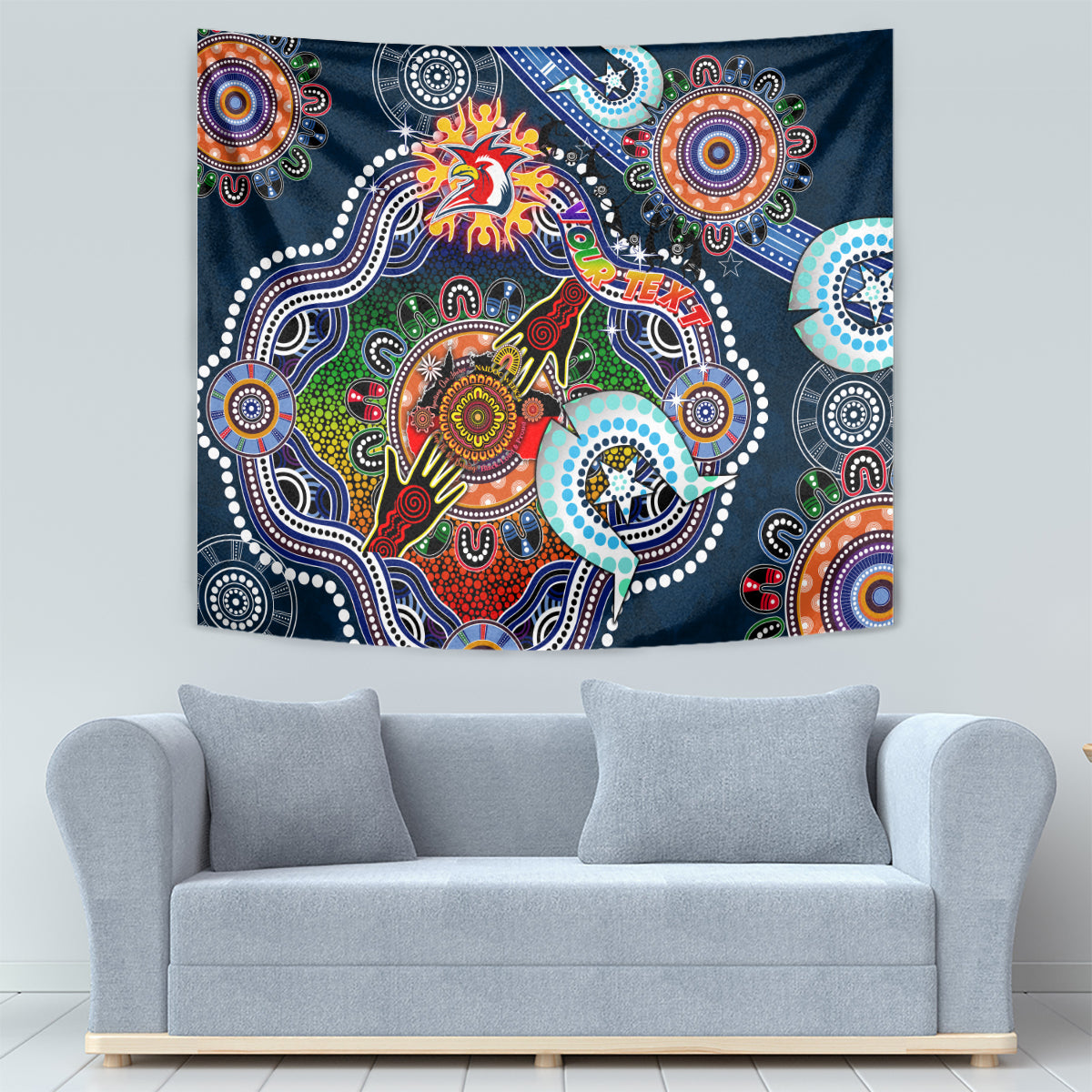 Personalised Roosters NAIDOC Week 2024 Tapestry Australia Aboriginal Dot Painting