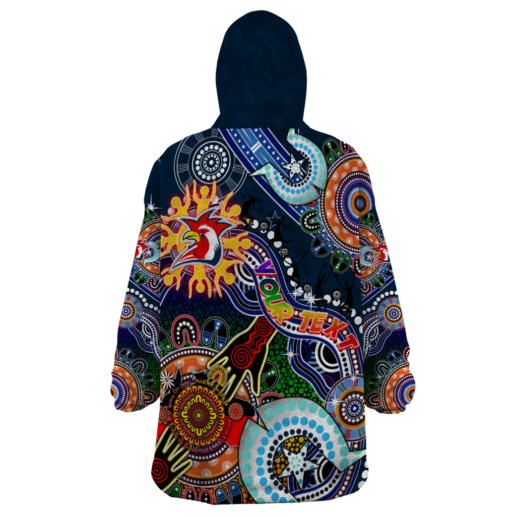 Personalised Roosters NAIDOC Week 2024 Wearable Blanket Hoodie Australia Aboriginal Dot Painting