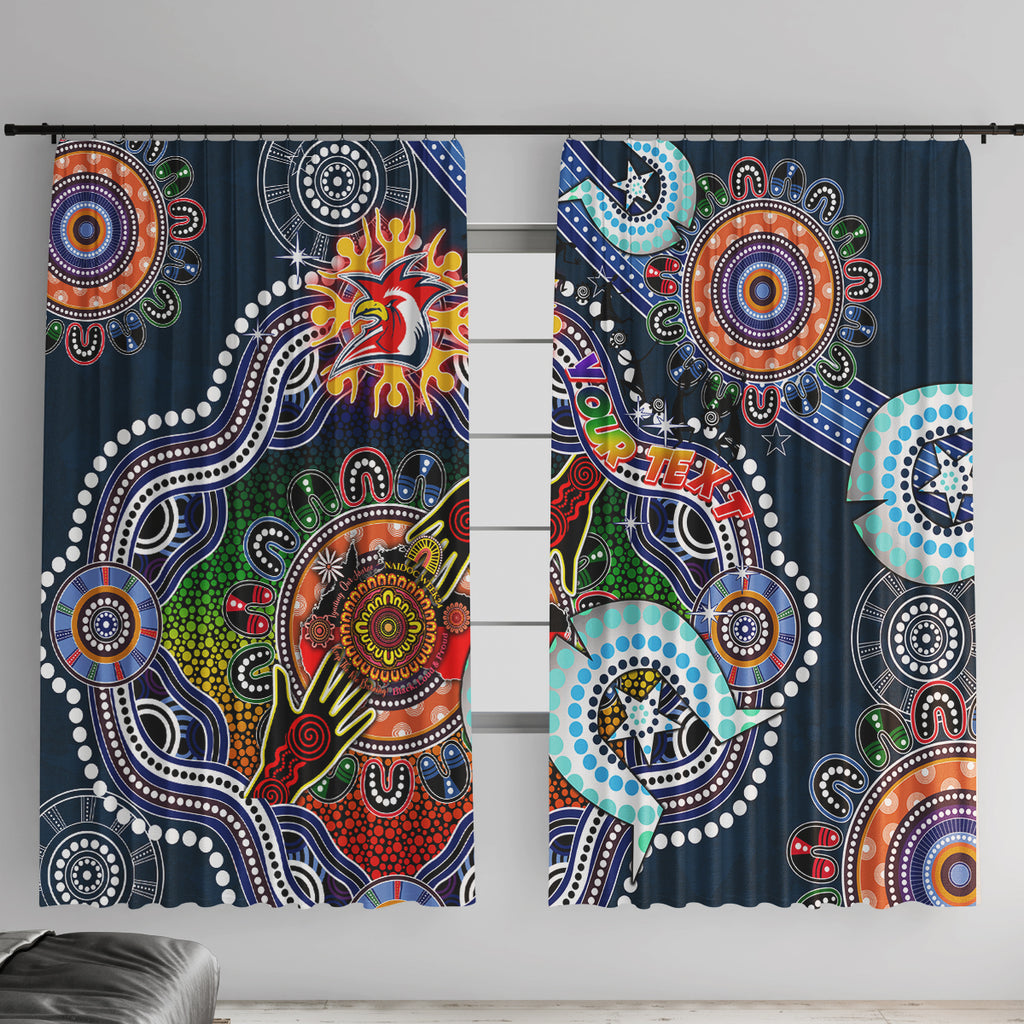 Personalised Roosters NAIDOC Week 2024 Window Curtain Australia Aboriginal Dot Painting