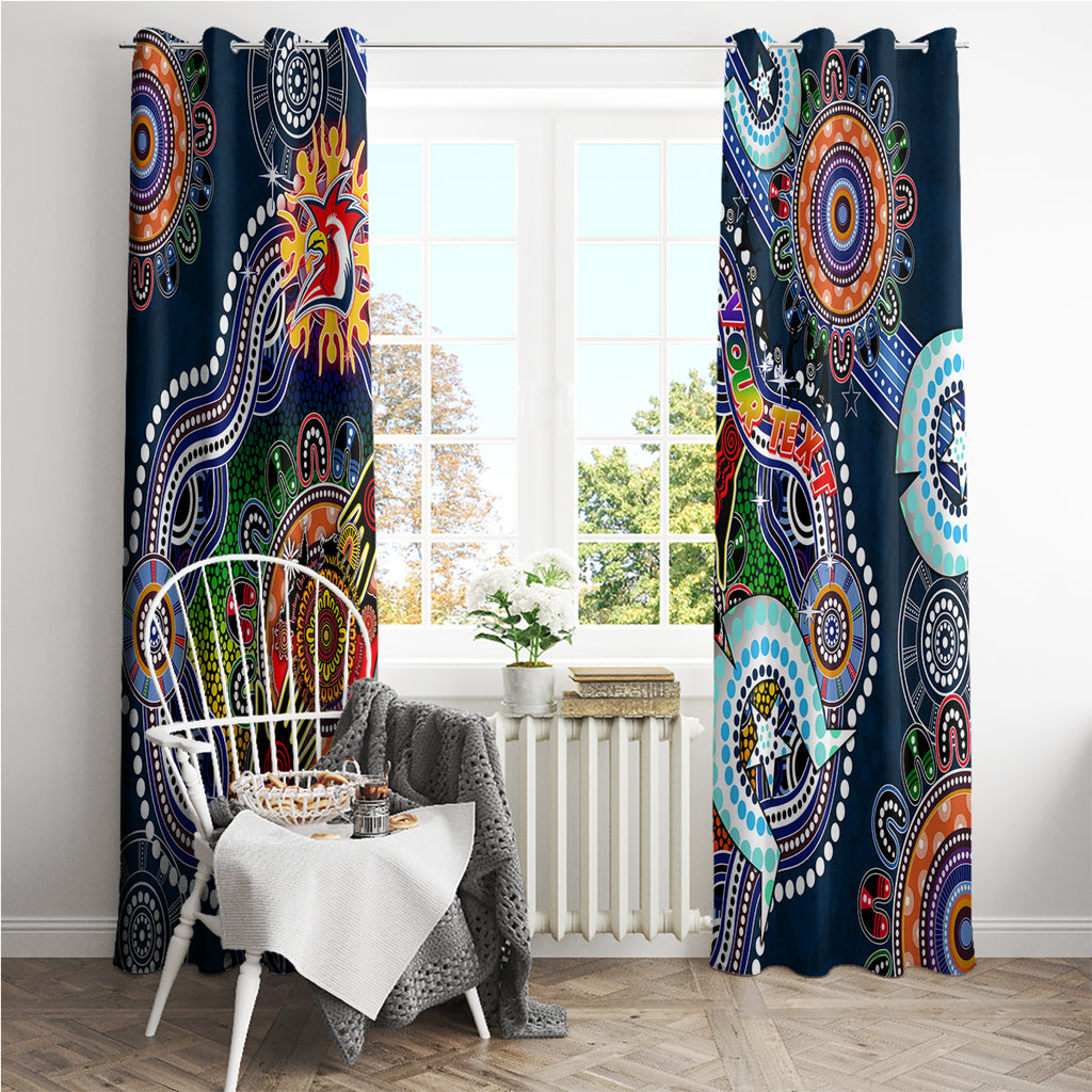 Personalised Roosters NAIDOC Week 2024 Window Curtain Australia Aboriginal Dot Painting