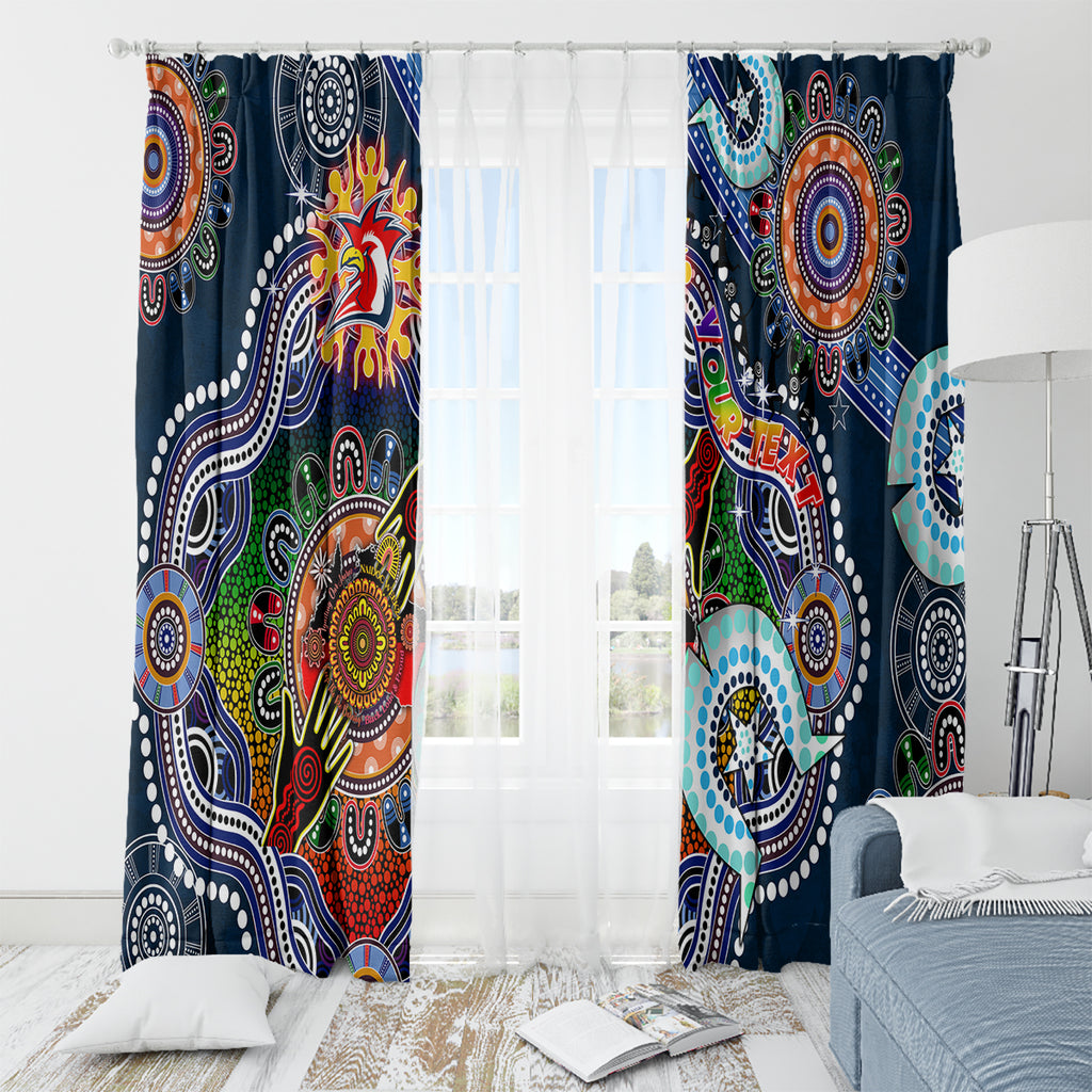 Personalised Roosters NAIDOC Week 2024 Window Curtain Australia Aboriginal Dot Painting