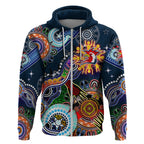 Personalised Roosters NAIDOC Week 2024 Zip Hoodie Australia Aboriginal Dot Painting