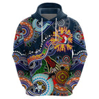 Personalised Roosters NAIDOC Week 2024 Zip Hoodie Australia Aboriginal Dot Painting