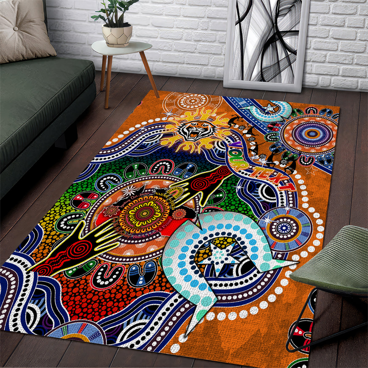 Personalised Tigers NAIDOC Week 2024 Area Rug Australia Aboriginal Dot Painting