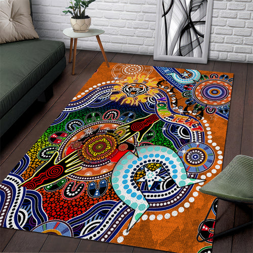 Personalised Tigers NAIDOC Week 2024 Area Rug Australia Aboriginal Dot Painting