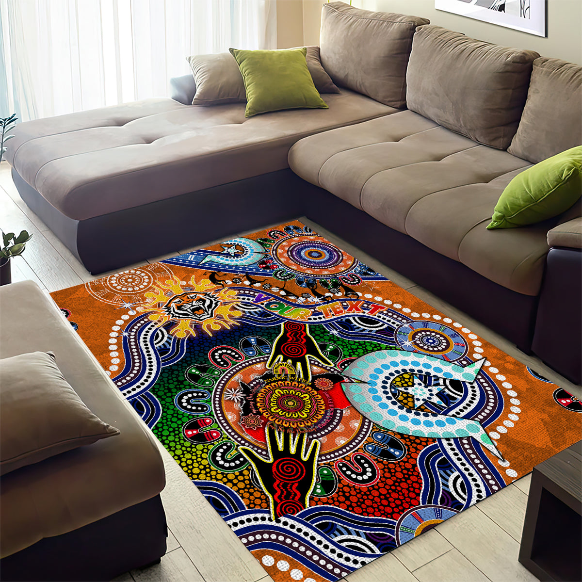 Personalised Tigers NAIDOC Week 2024 Area Rug Australia Aboriginal Dot Painting