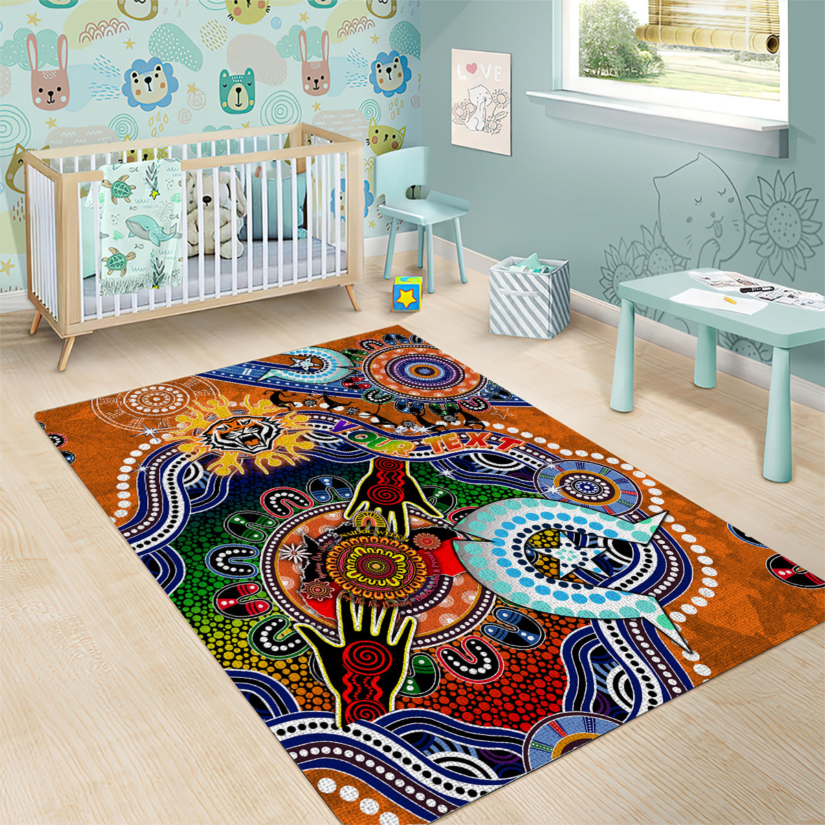 Personalised Tigers NAIDOC Week 2024 Area Rug Australia Aboriginal Dot Painting