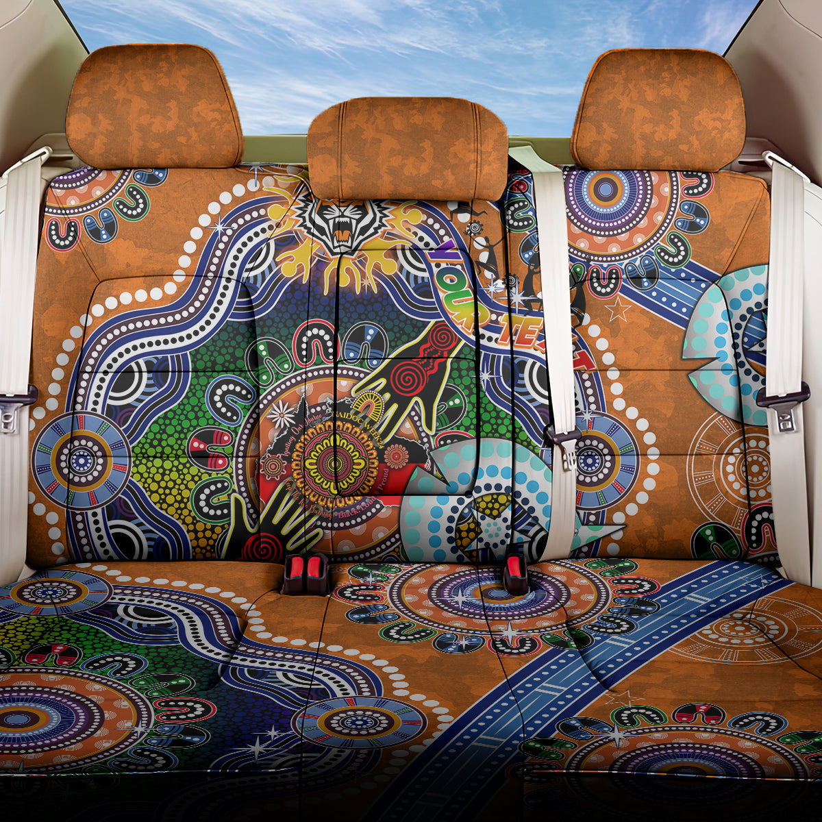 Personalised Tigers NAIDOC Week 2024 Back Car Seat Cover Australia Aboriginal Dot Painting