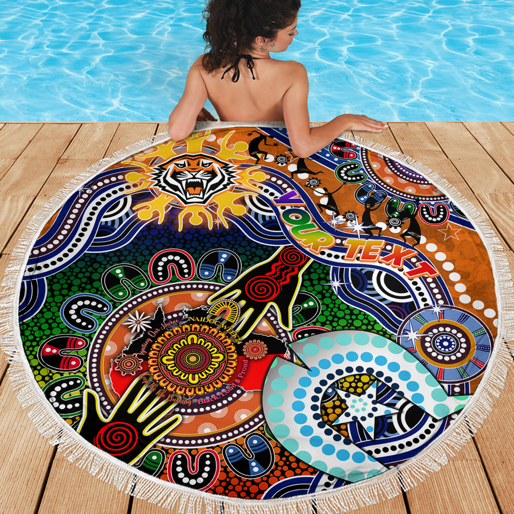 Personalised Tigers NAIDOC Week 2024 Beach Blanket Australia Aboriginal Dot Painting