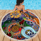 Personalised Tigers NAIDOC Week 2024 Beach Blanket Australia Aboriginal Dot Painting