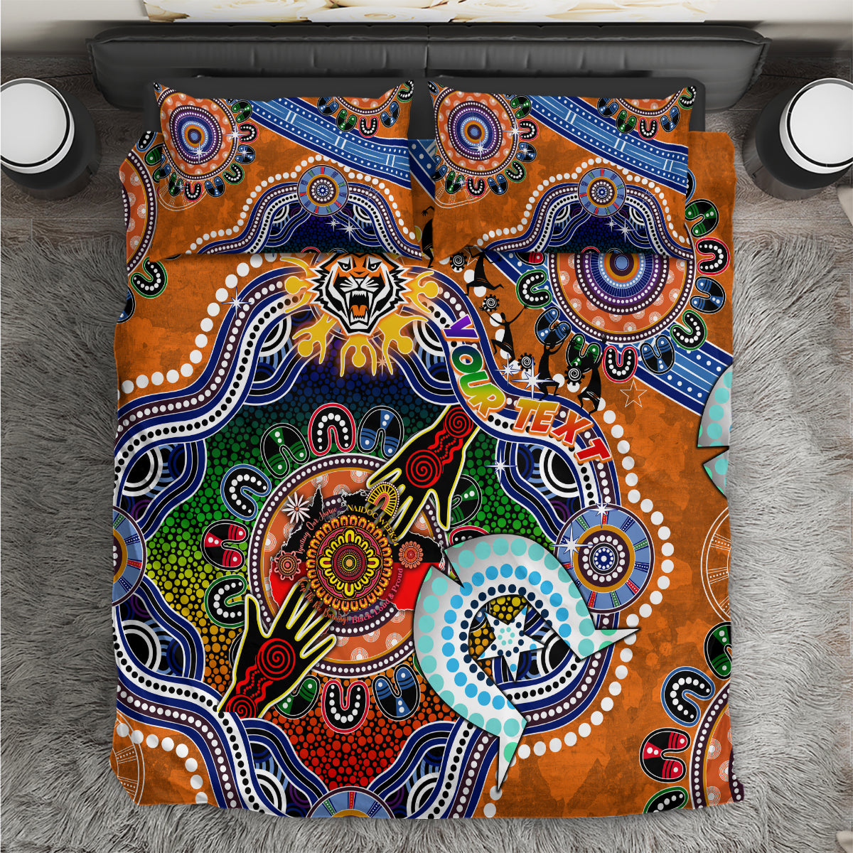 Personalised Tigers NAIDOC Week 2024 Bedding Set Australia Aboriginal Dot Painting