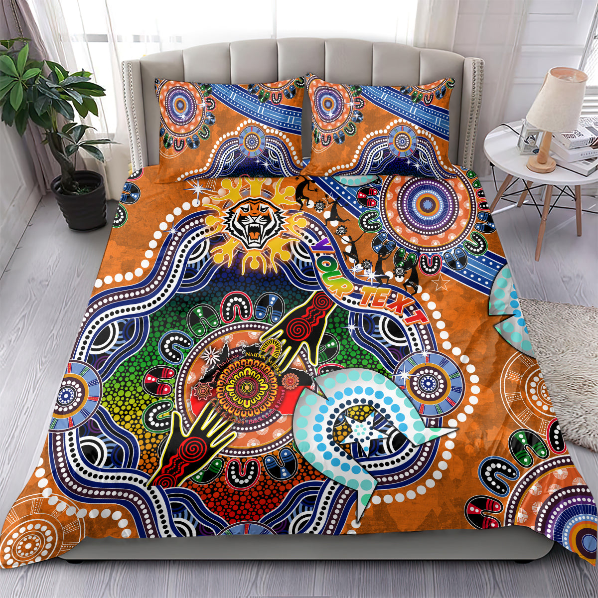 Personalised Tigers NAIDOC Week 2024 Bedding Set Australia Aboriginal Dot Painting