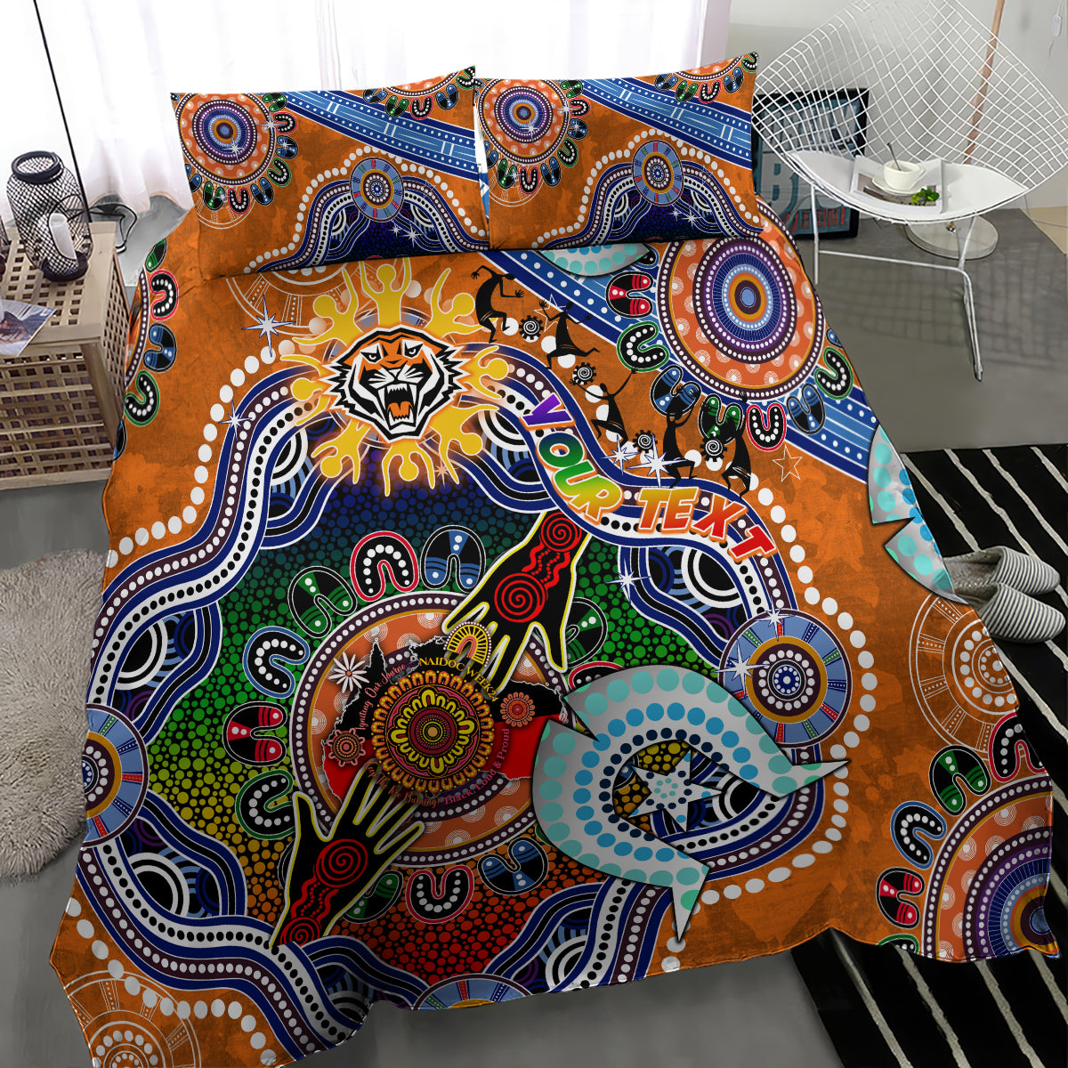 Personalised Tigers NAIDOC Week 2024 Bedding Set Australia Aboriginal Dot Painting
