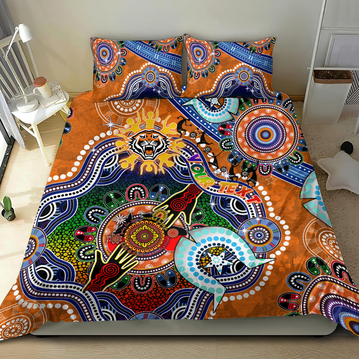 Personalised Tigers NAIDOC Week 2024 Bedding Set Australia Aboriginal Dot Painting