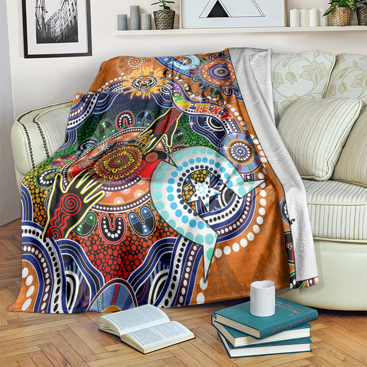 Personalised Tigers NAIDOC Week 2024 Blanket Australia Aboriginal Dot Painting