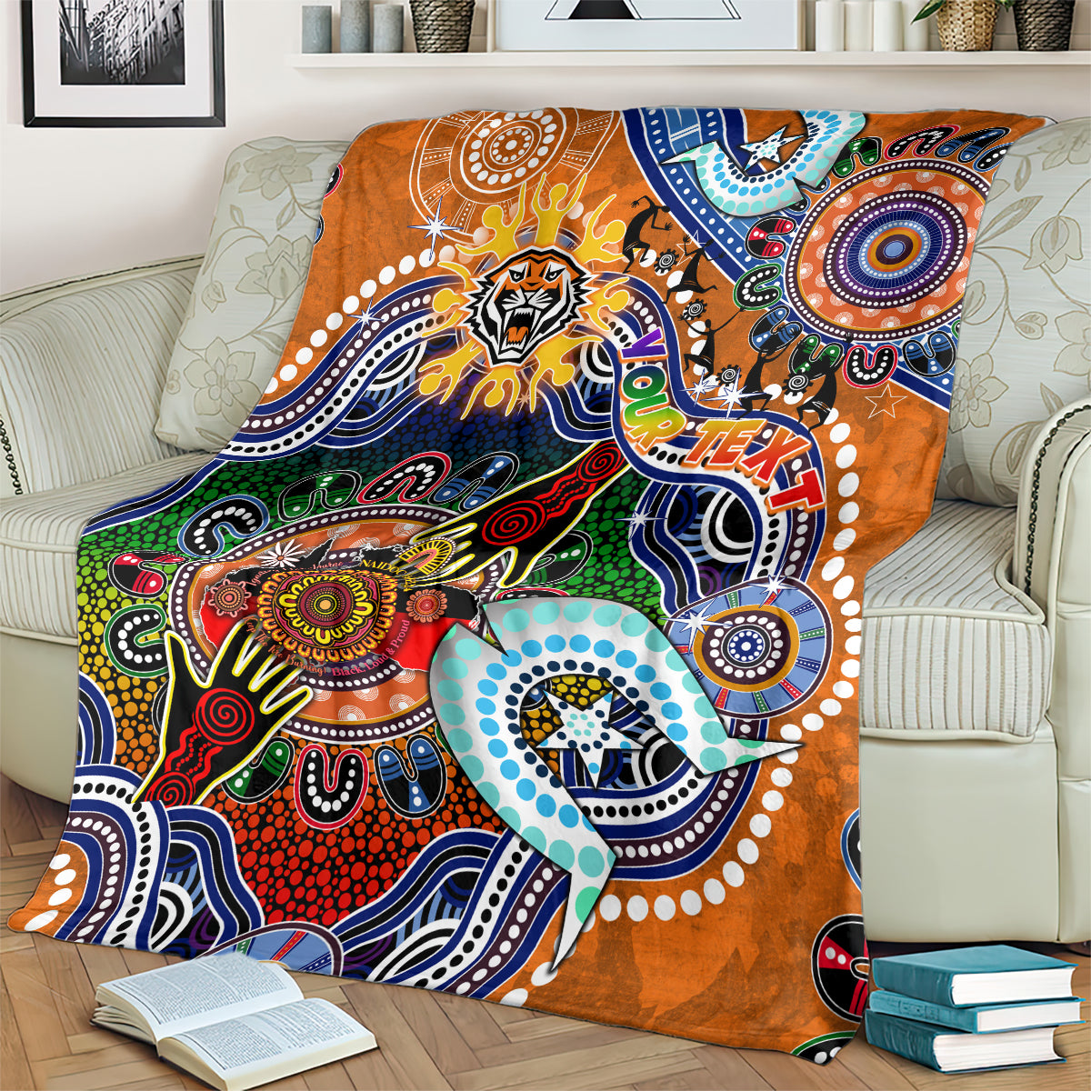 Personalised Tigers NAIDOC Week 2024 Blanket Australia Aboriginal Dot Painting