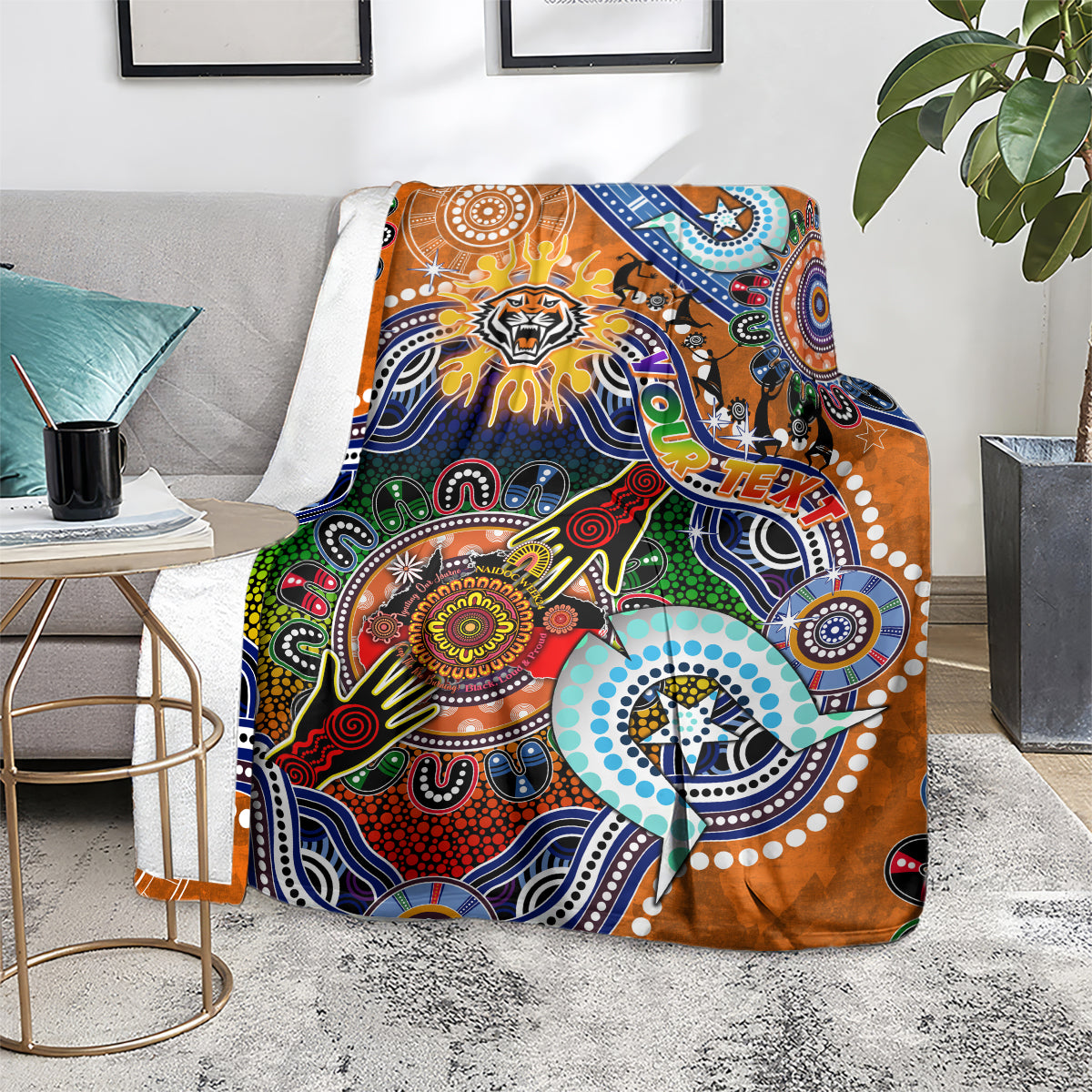 Personalised Tigers NAIDOC Week 2024 Blanket Australia Aboriginal Dot Painting