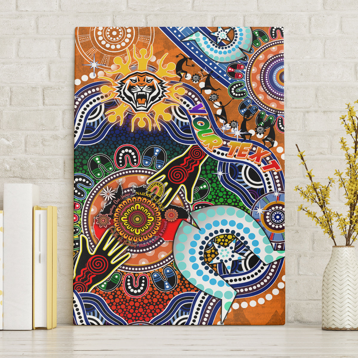 Personalised Tigers NAIDOC Week 2024 Canvas Wall Art Australia Aboriginal Dot Painting