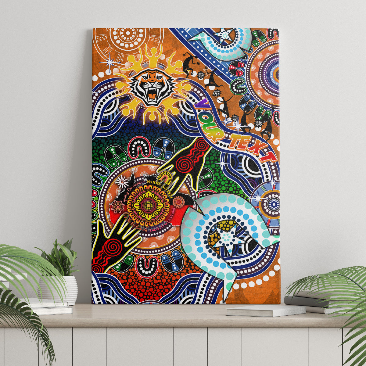 Personalised Tigers NAIDOC Week 2024 Canvas Wall Art Australia Aboriginal Dot Painting
