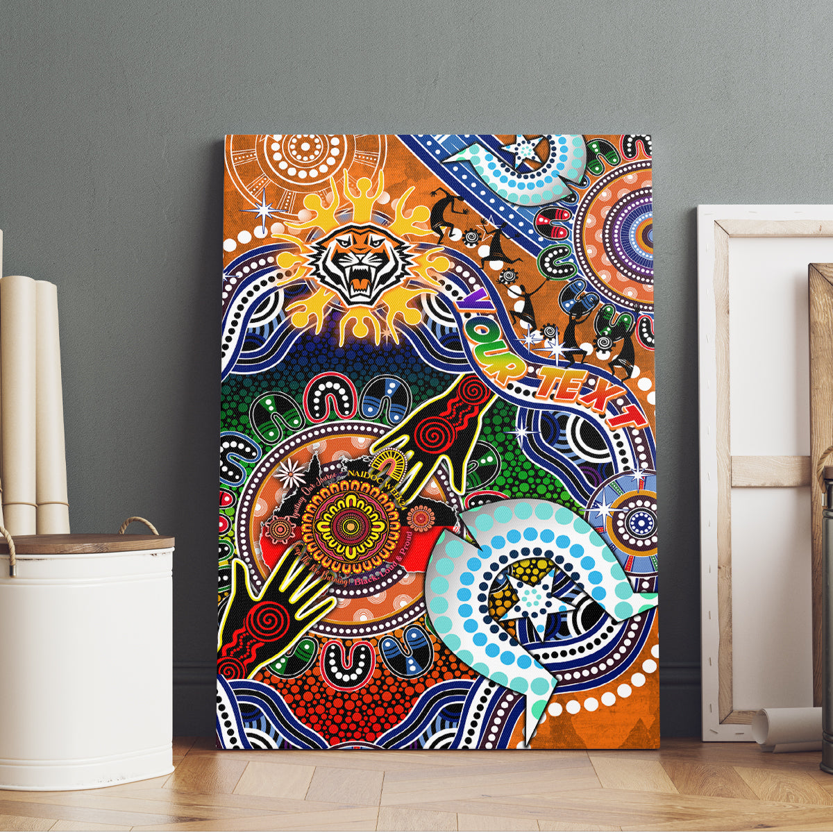 Personalised Tigers NAIDOC Week 2024 Canvas Wall Art Australia Aboriginal Dot Painting