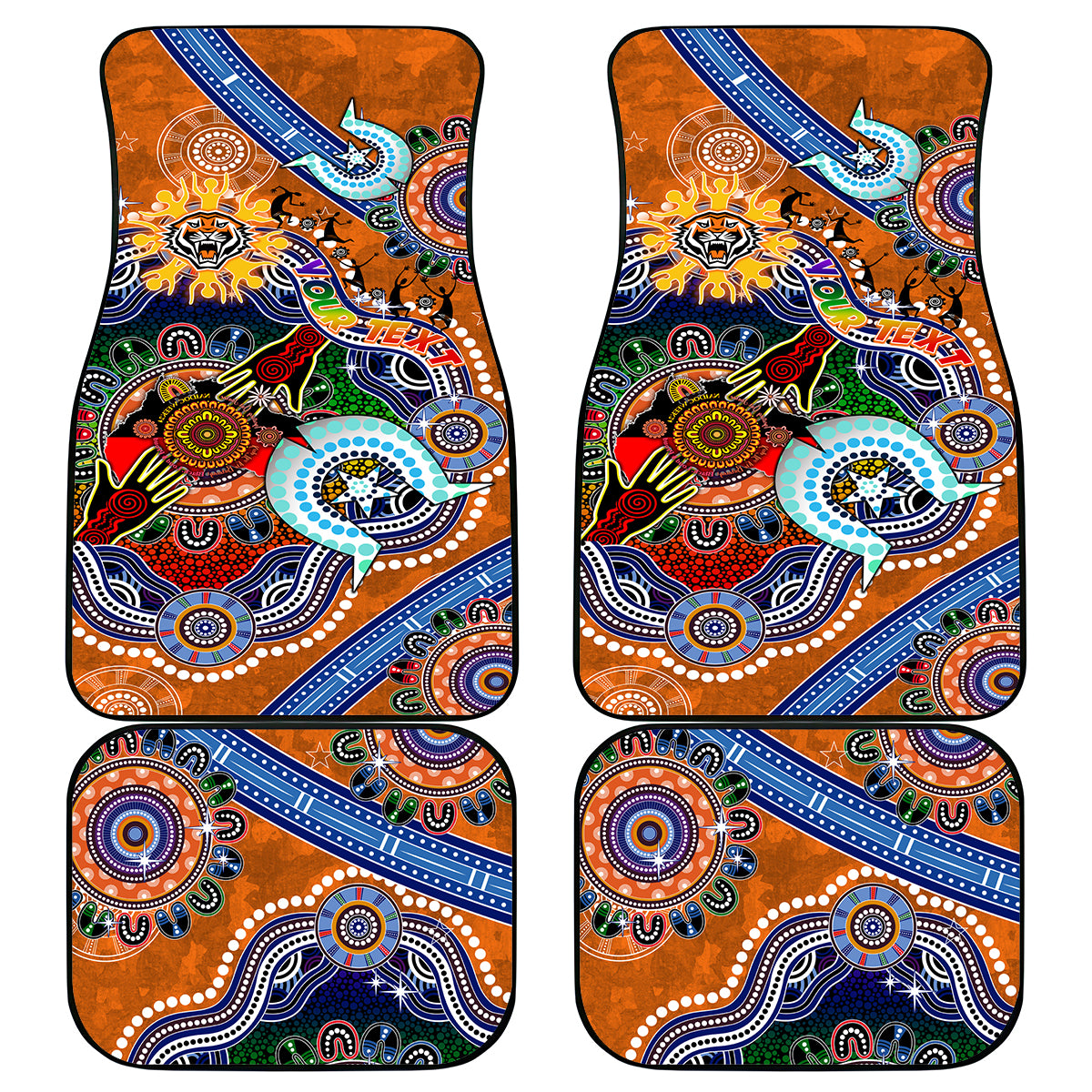 Personalised Tigers NAIDOC Week 2024 Car Mats Australia Aboriginal Dot Painting