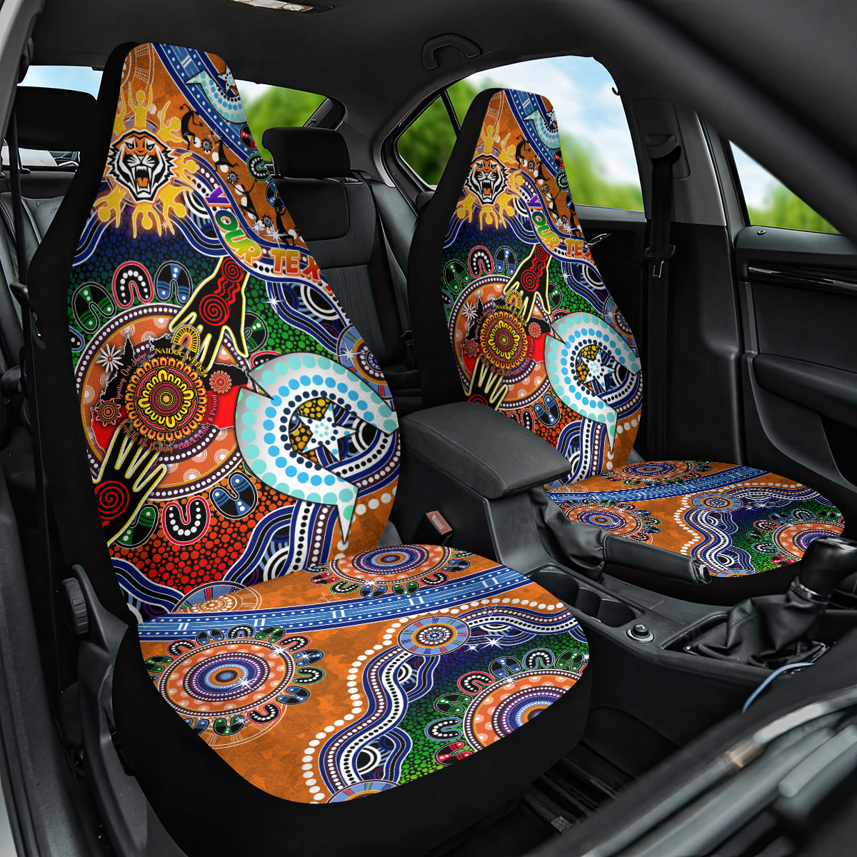 Personalised Tigers NAIDOC Week 2024 Car Seat Cover Australia Aboriginal Dot Painting